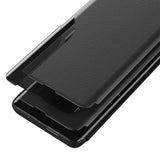 Eco Leather View Case, en elegant æske med flap og stativ til iPhone 16e / 17e - sort
