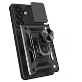 Hybrid Armor Camshield med Stand og Camera Cover til Samsung Galaxy S25 Edge - sort