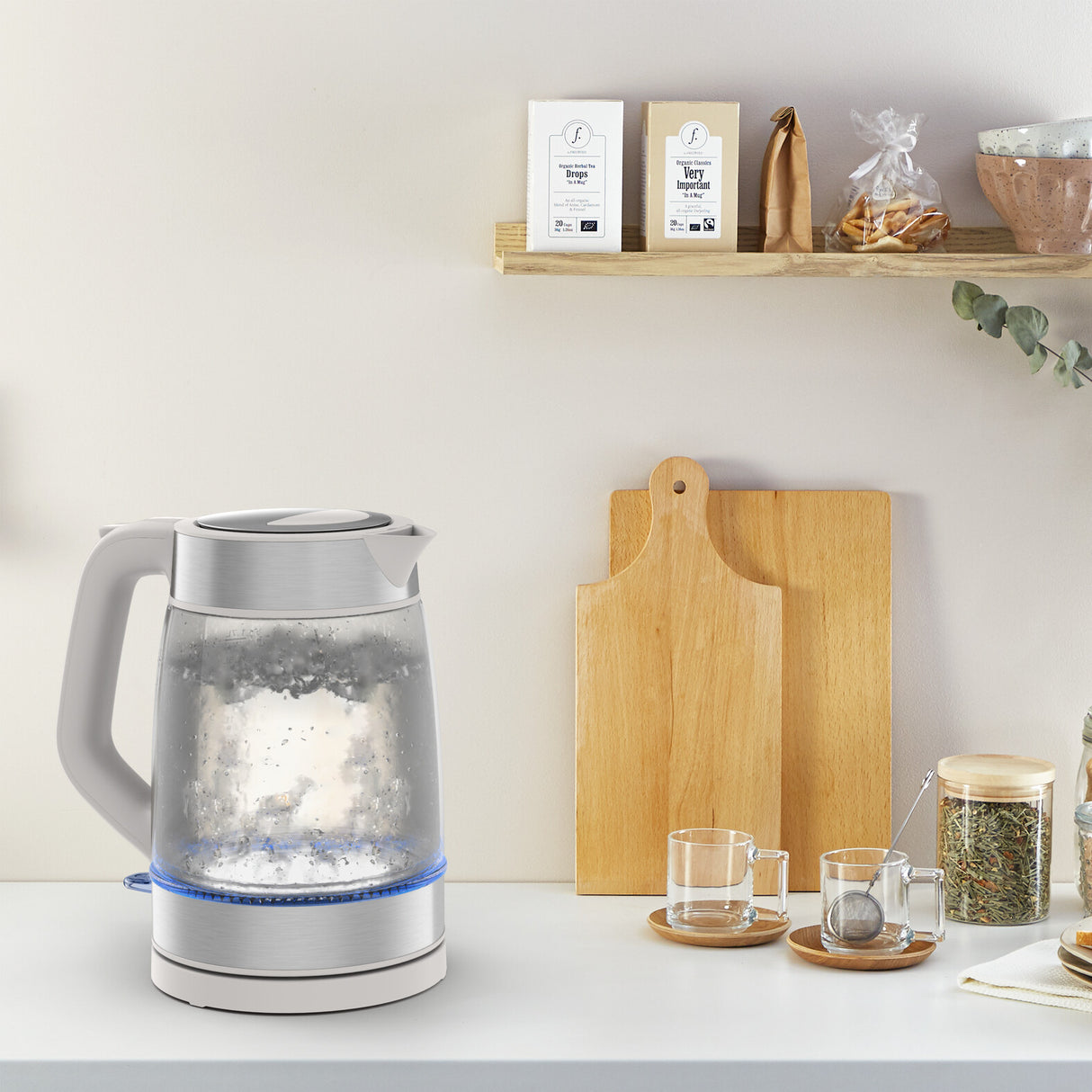Tefal Glass Kettle KI605B30 elkedel 1,7 L 2200 W Grå, Sølv, Transparent