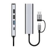 Tech-Protect HB03 HUB Adapter 5in1 USB-C + USB2.0 + USB3.0 + RJ45 - grå