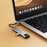 Tech-Protect HB02 HUB Adapter 6in1 USB-C + USB2.0 + USB3.0 + HDMI 4K 30Hz + RJ45 + PD100W - grå