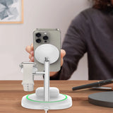 Tech-Protect QI15W-A46 3in1 Magnetisk MagSafe induktiv oplader - hvid