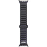 Audi Logo Genuine Leather Magnetic Ring Strap til Apple Watch 40 / 41 / 42 mm - sort