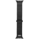 Audi Logo Genuine Leather Magnetic Ring Strap til Apple Watch 44 / 45 / 46 / 49 mm - sort