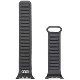 Audi Logo Genuine Leather Magnetic Ring Strap til Apple Watch 44 / 45 / 46 / 49 mm - sort