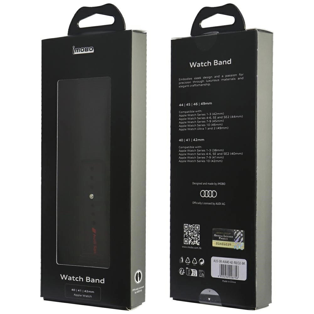 Audi Sport Red Logo Silicone Watch Strap til Apple Watch 40 / 41 / 42 mm - sort