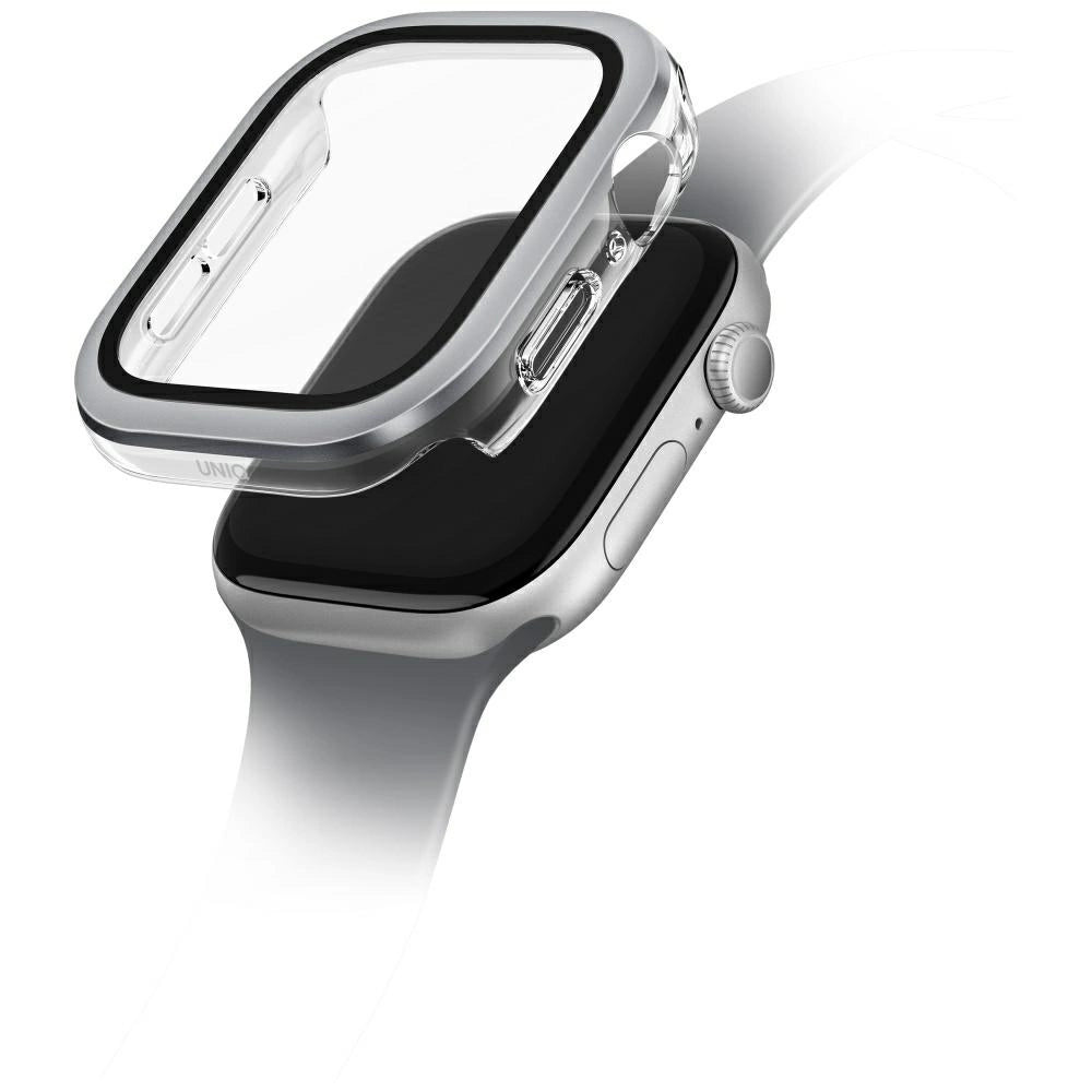 Uniq Voute hærdet glasæske til Apple Watch 10 42 mm - sølv