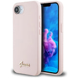 Guess Silicone Script Metal Logo MagSafe iPhone 16e Case - Pink