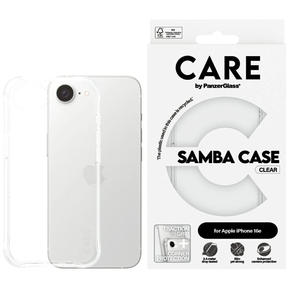 CARE af PanzerGlass Fashion iPhone 16e Case - gennemsigtig