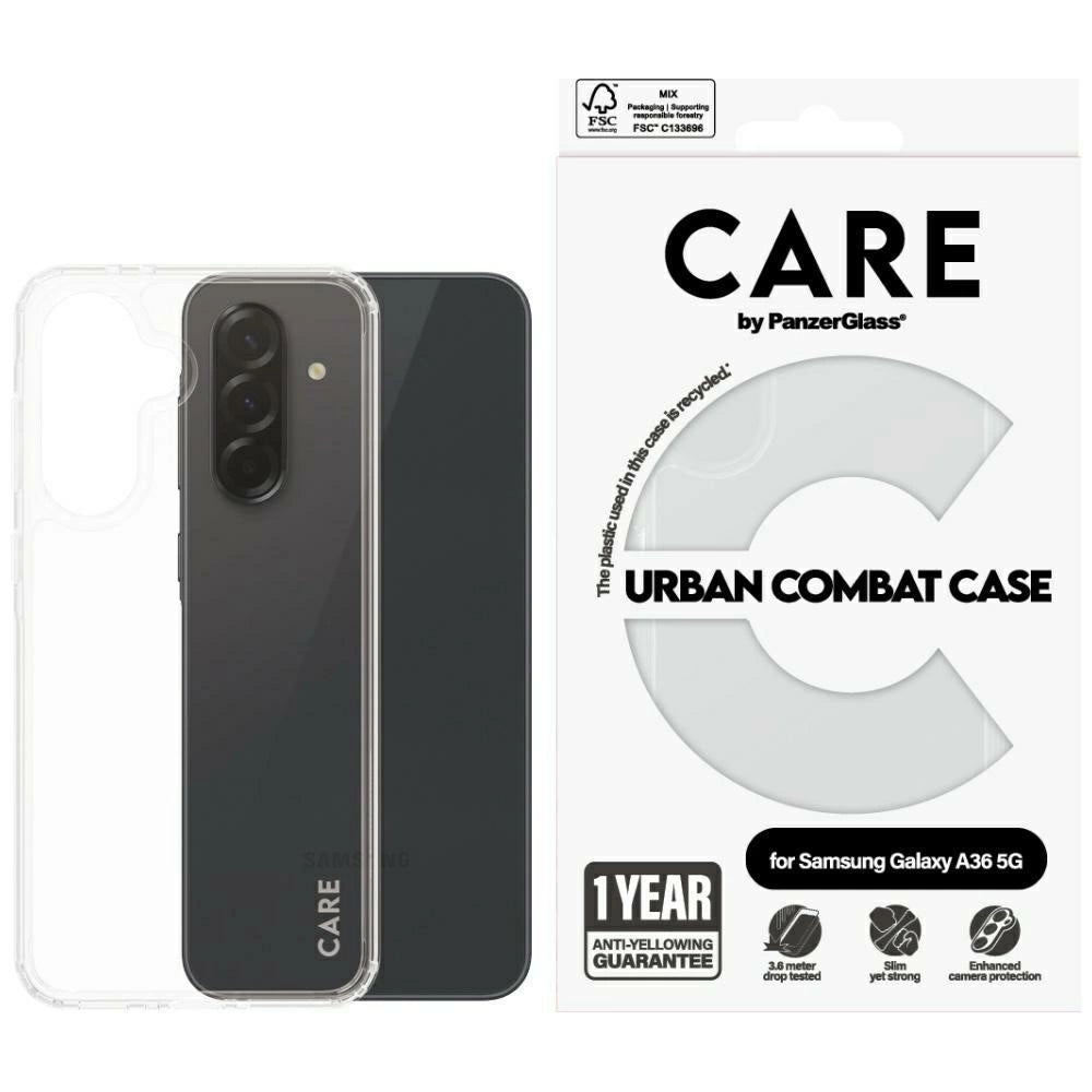 CARE af PanzerGlass Flagship Urban Combat Case til Samsung Galaxy A36 5G - Transparent