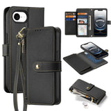 Dux Ducis Lawa iPhone 16e Leather Case with Detachable Magnetic Wallet - Black