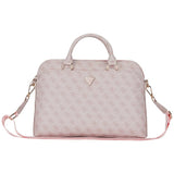 Guess 4G Zipper Pocket Triangle Logo 15" Laptop Bag - Pink