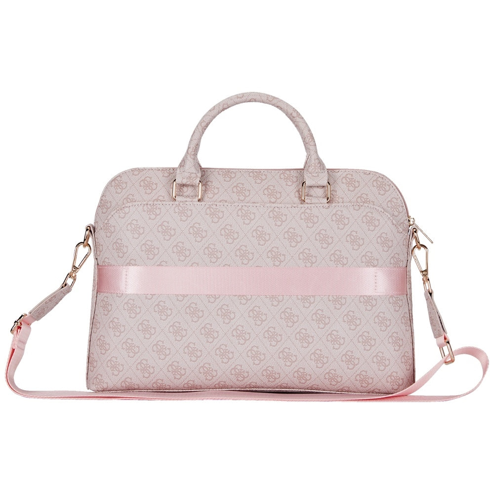 Guess 4G Zipper Pocket Triangle Logo 15" Laptop Bag - Pink