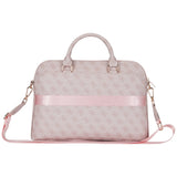 Guess 4G Zipper Pocket Triangle Logo 15" Laptop Bag - Pink