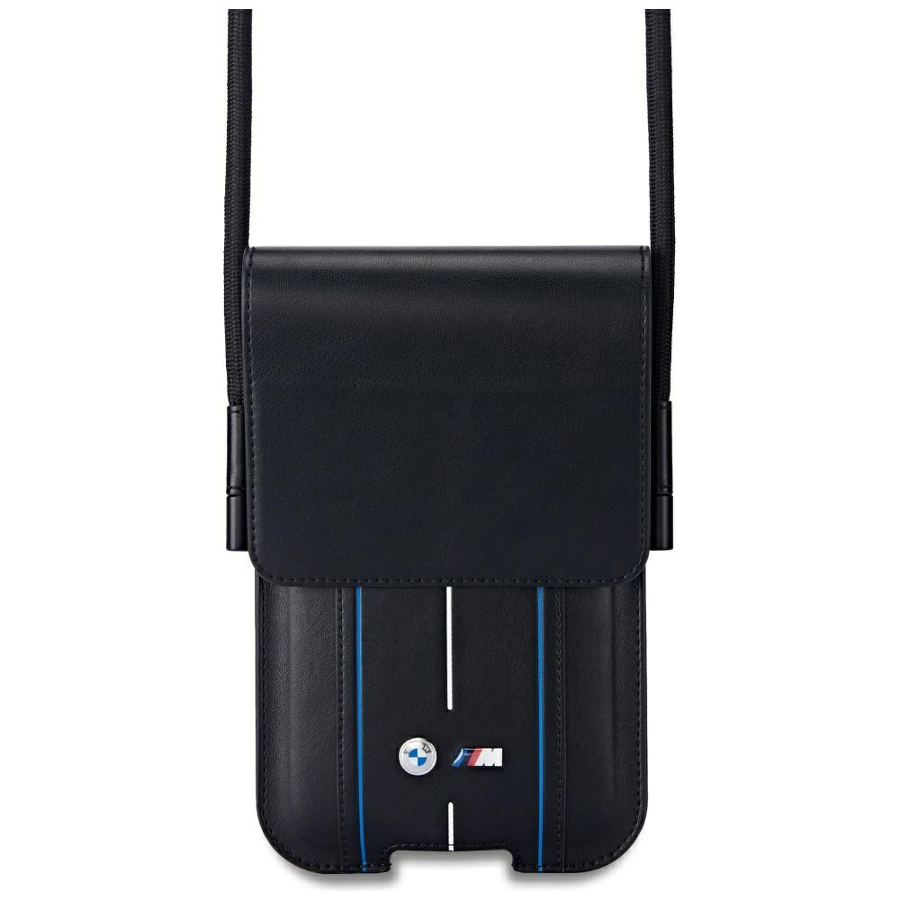 BMW Phone Pouch Blue Stripes Phone Bag - Black