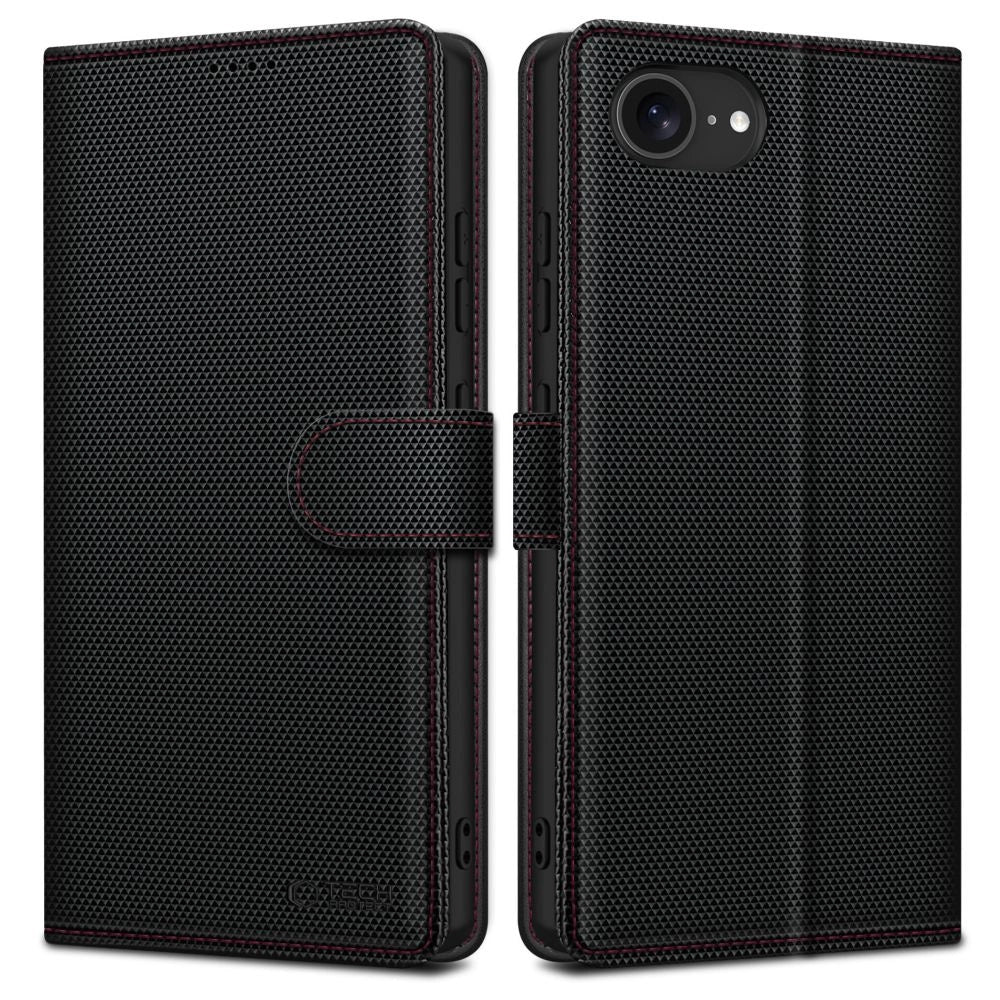 TECH-PROTECT WALLET RS IPHONE 16E SORT/RØD TECH-PROTECT Wallet-kasse til iPhone 16e - sort