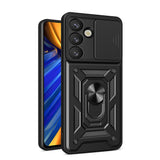 Hybrid Armor Camshield Case with Stand and Camera Cover for Vivo Y39 5G / Y300i 5G - Black