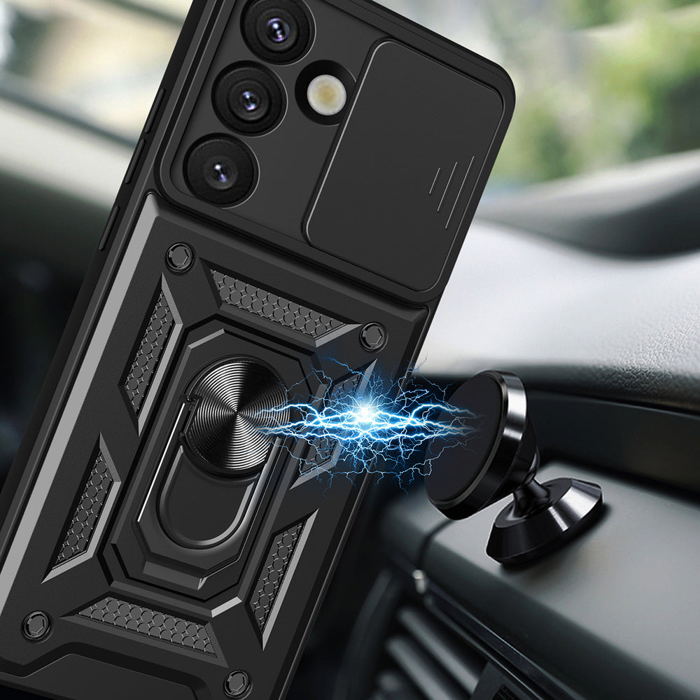 Hybrid Armor Camshield Case med stand og kamera cover til Infinix Note 50 Pro 4G - sort