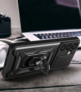 Hybrid Armor Camshield Case med Stand og Camera Cover til Realme P3 Pro 5G - sort