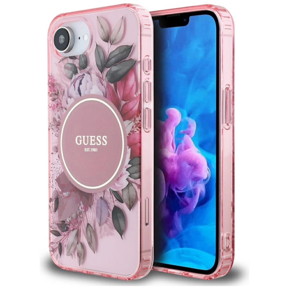 Guess IML Flowers MagSafe iPhone 16e Case - Pink
