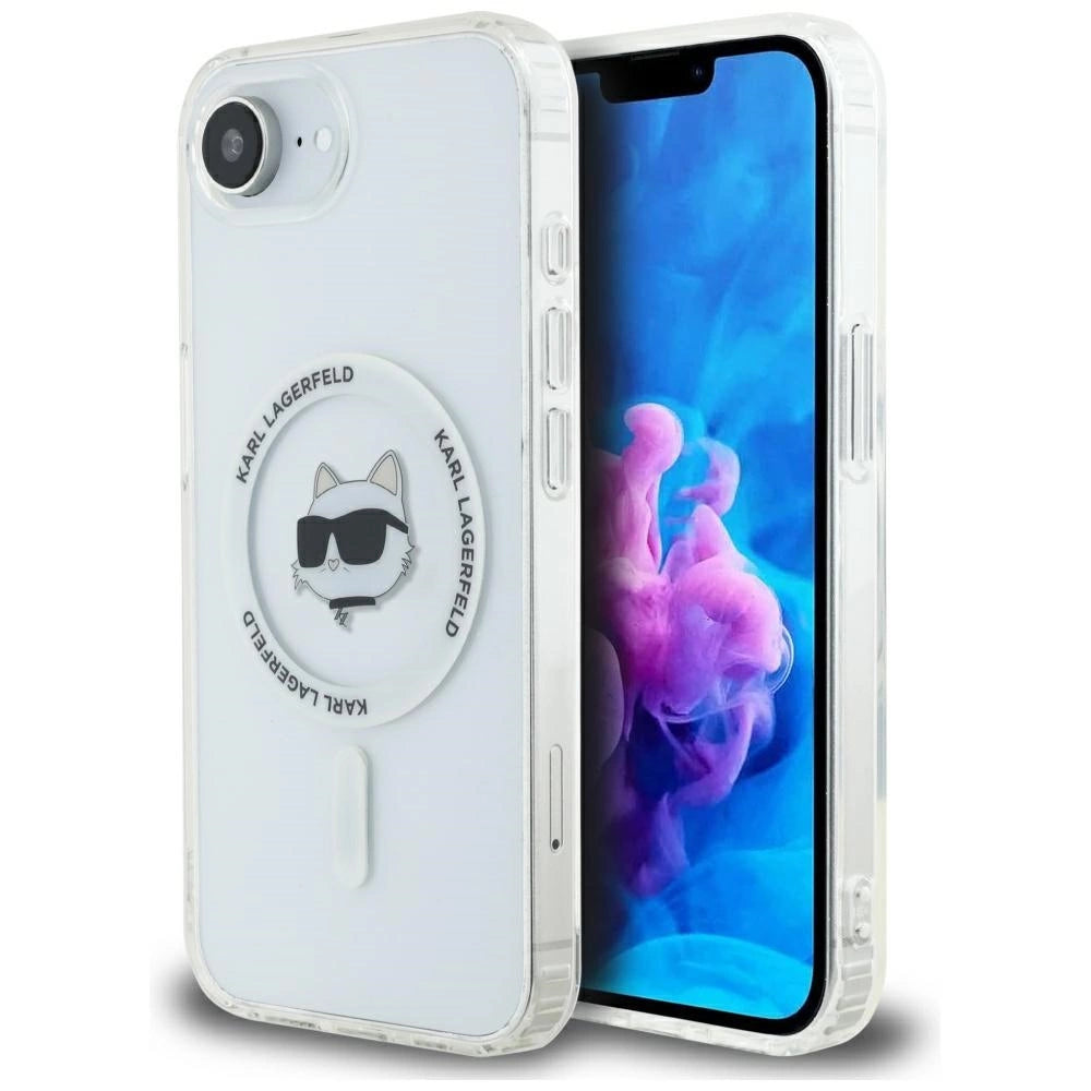 Karl Lagerfeld IML Metal Choupette Head MagSafe iPhone 16e Case - White