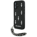 Karl Lagerfeld Saffiano Crystals w/Chain iPhone 16 Case - Black