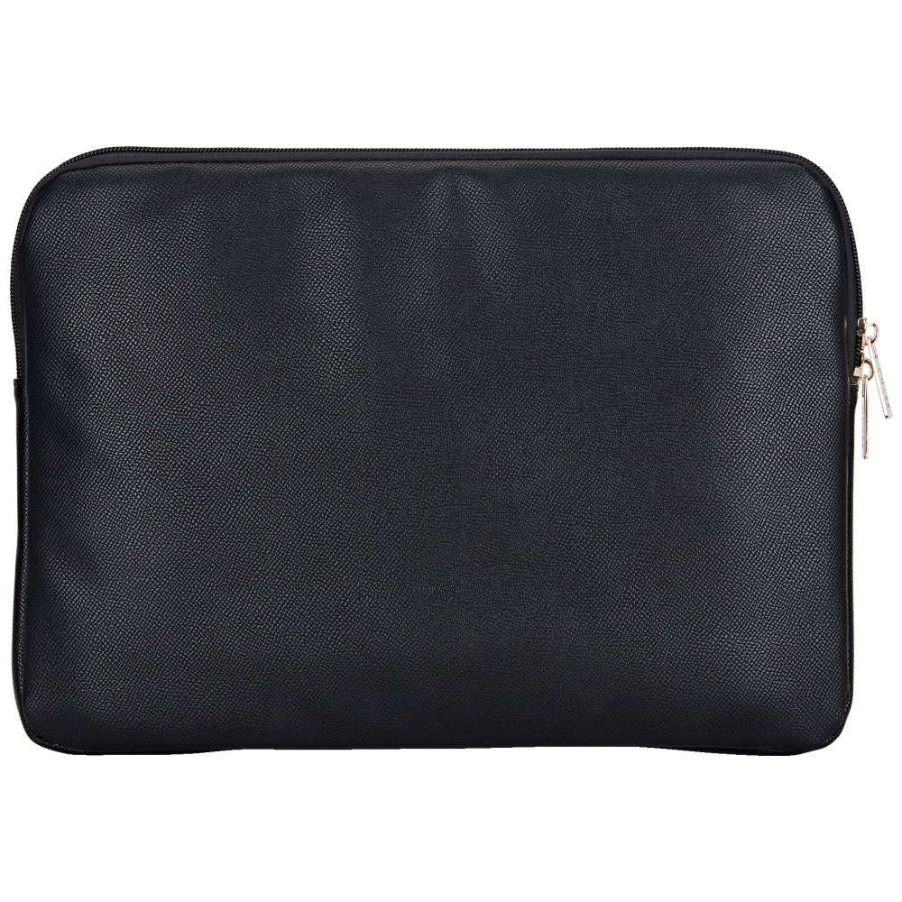 Guess Sleeve Grained Zipper Pocket Triangle Logo 14" Laptop Bag - sort