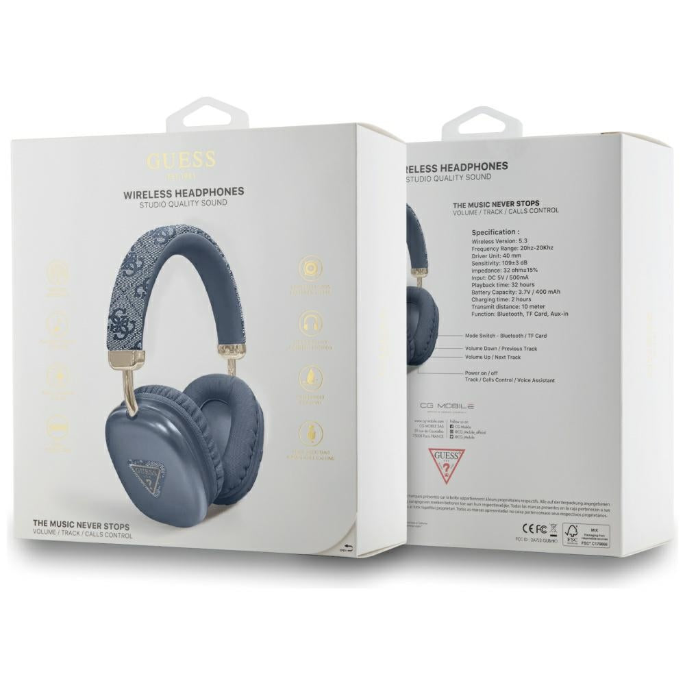Guess Triangle Logo 4G Bluetooth Over-Ear Headphones - Blå