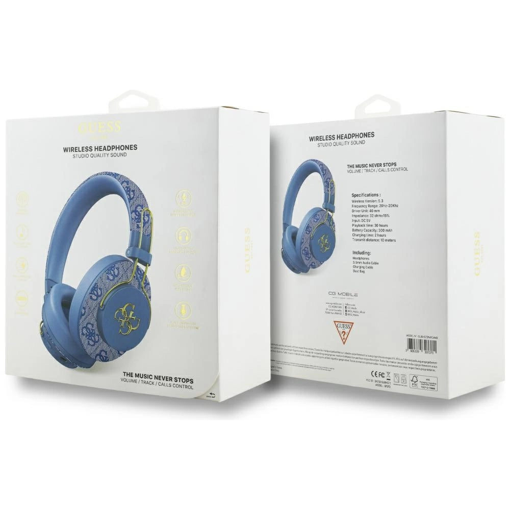 Guess ENC Metal 4G Logo Over-Ear Headphones - Blå