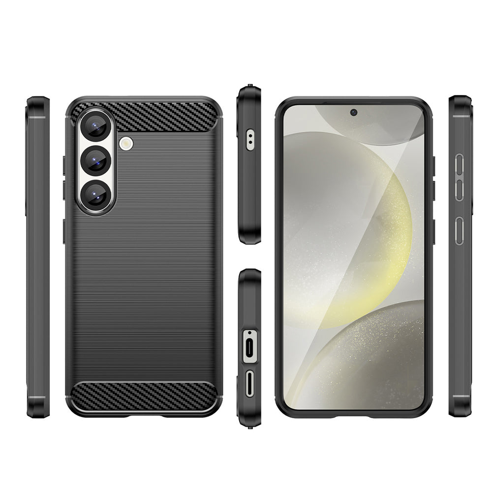 Carbon Case Flexible Silicone til Xiaomi Poco M7 5G - sort