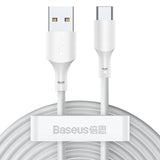 Baseus Simple Wisdom Data Cable Kit USB til Type-C 5A (2PCS/Set) 1,5m Hvid