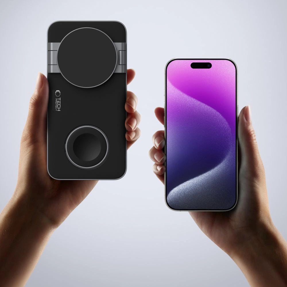 Tech-Protect QI15W-A47 MagSafe 3in1 induktiv oplader + USB-C kabel - sort