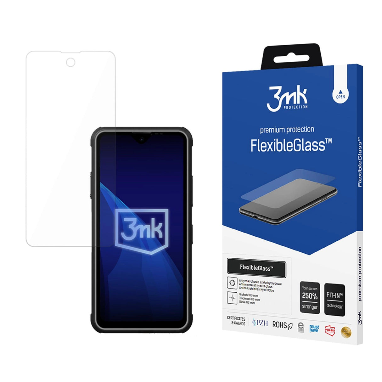 Hybridglas 3mk FlexibleGlass til robuste telefoner R4GT