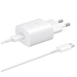 Samsung 25W EP-TA800EWE USB-C vægoplader med Samsung EP-DA705BWE USB-C / USB-C kabel udskiftning emballage - hvid
