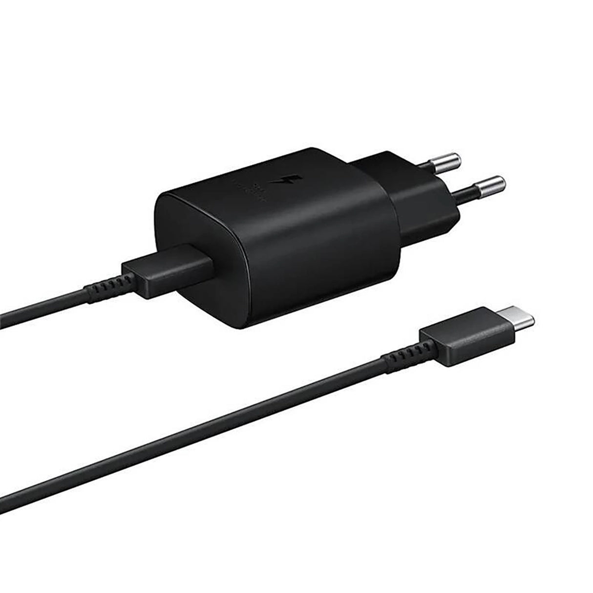 Samsung 25W EP-TA800EBE USB-C Wall Charger med Samsung EP-DA705BBE USB-C / USB-C Cable Replacement Pack - sort