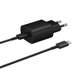 Samsung 25W EP-TA800EBE USB-C Wall Charger med Samsung EP-DA705BBE USB-C / USB-C Cable Replacement Pack - sort