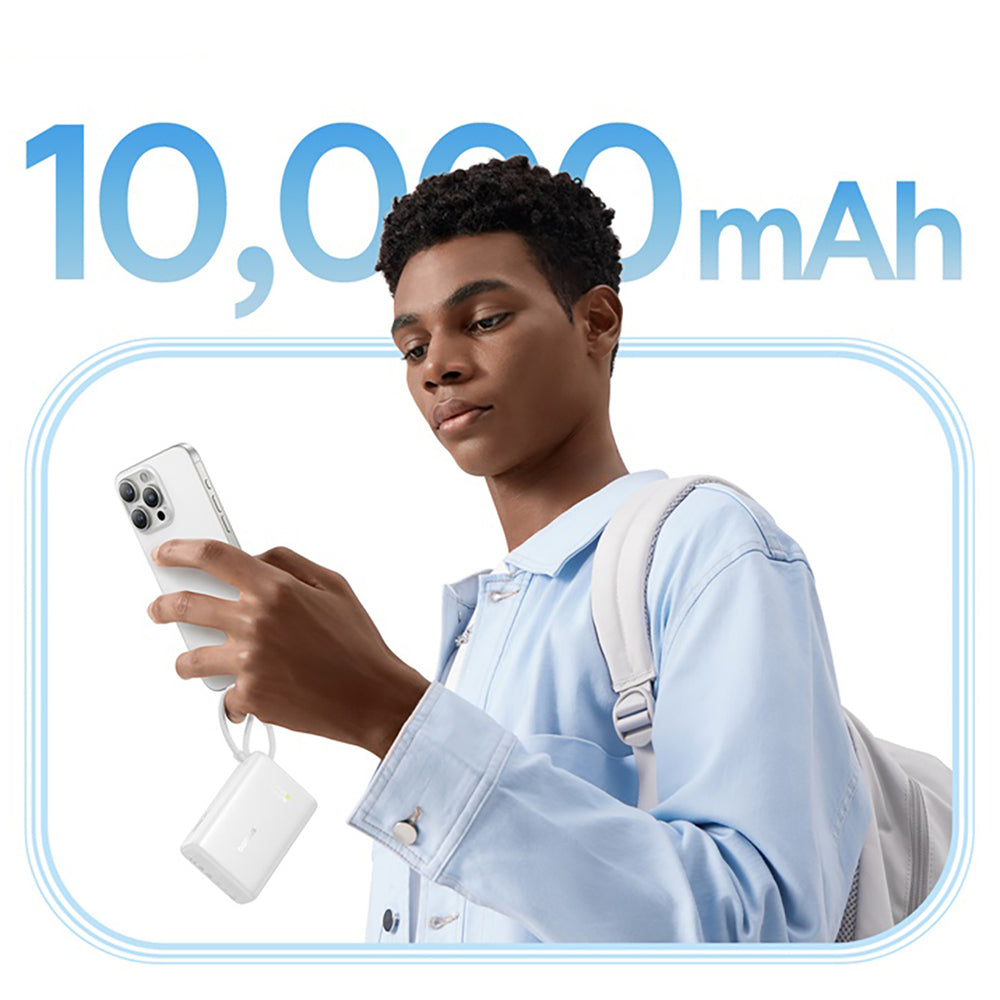 Baseus PicoGo 10000mAh 45W Powerbank with Built-in Cable and Display - White
