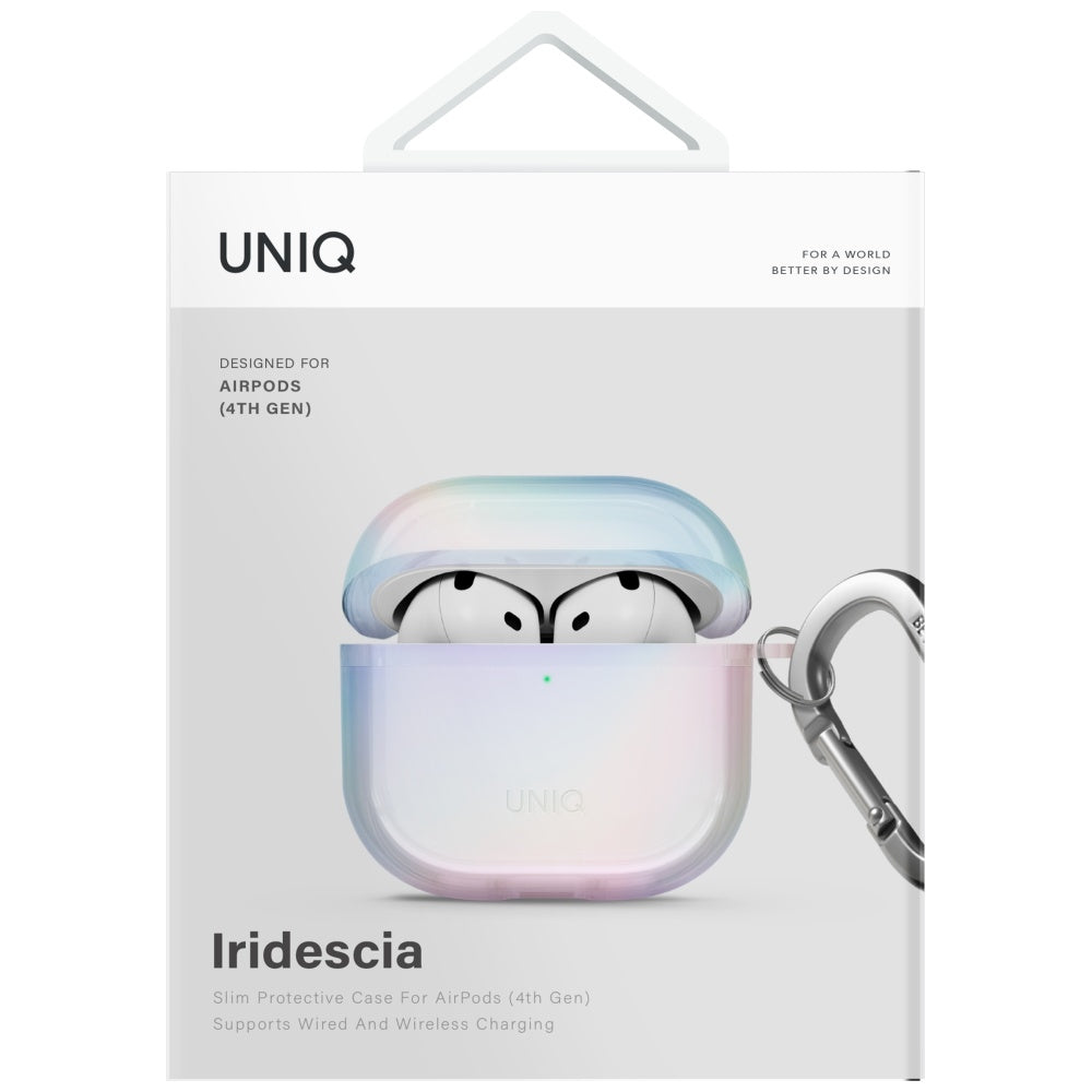 Uniq Iridescia-kasse til AirPods 4 Hang Case - holo hvid