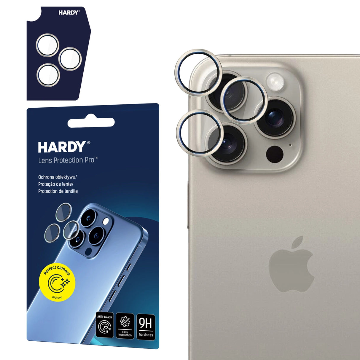 3mk HARDY Lens Protection Pro Glass til Apple iPhone 15 Pro Max - Beige