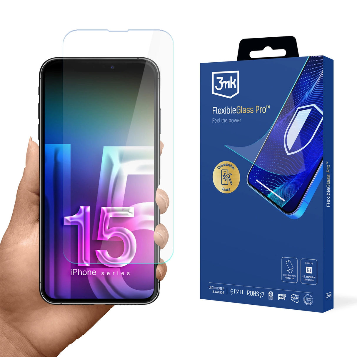 Hybrid glas 3mk FlexibleGlass Pro v2.0 til Apple iPhone 15 Pro Max