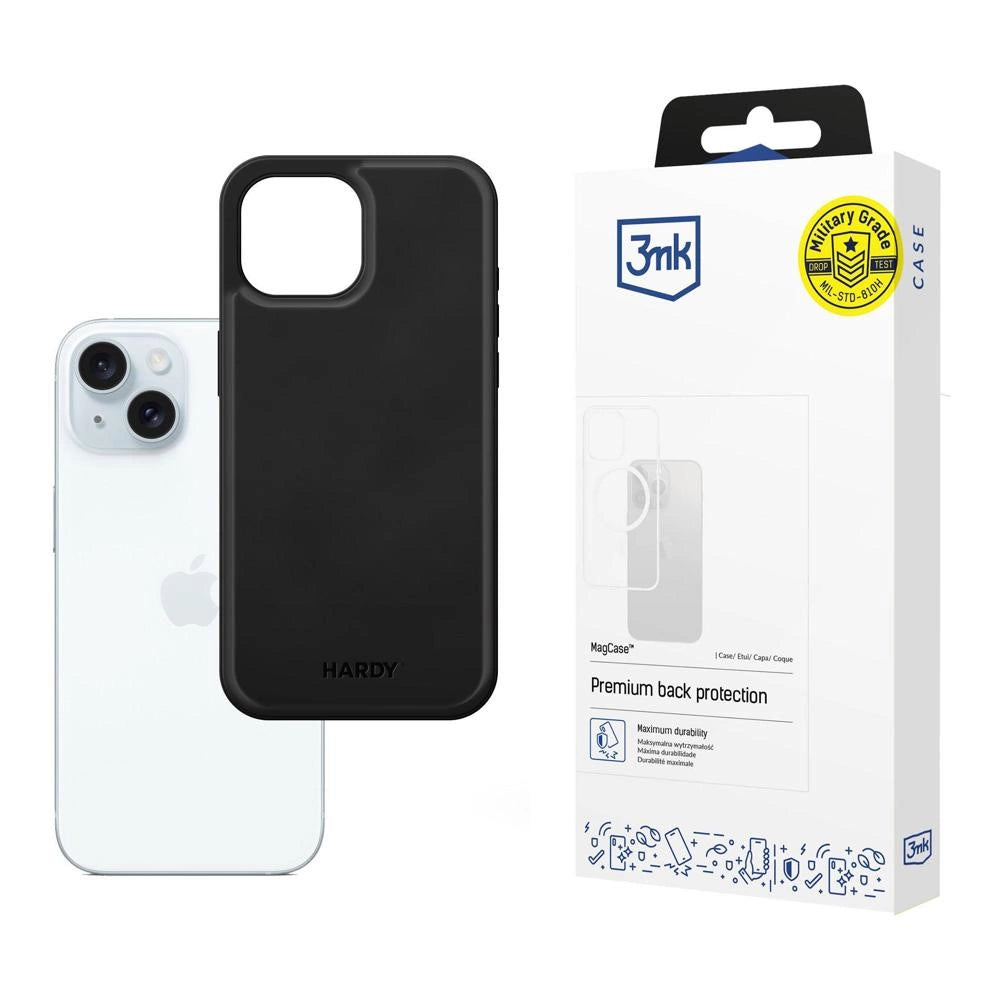 3mk Hardy Apple Silky Leather MagCase til Apple iPhone 15 - sort