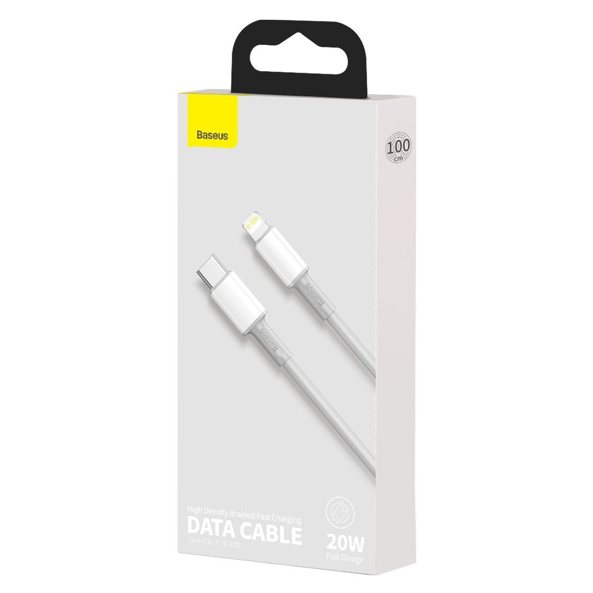 Baseus High Density Braided Cable Type-C til Lightning, PD, 20W, 1m (hvid)