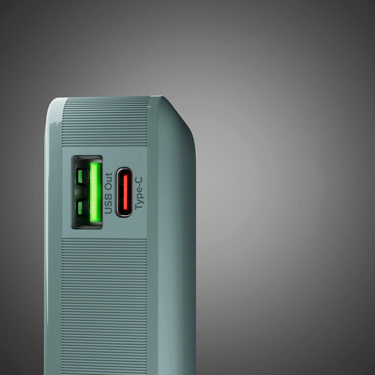 Powerbank SBS 10000 mAh 20W med indbygget USB-C-kabel og digital skærm - grå