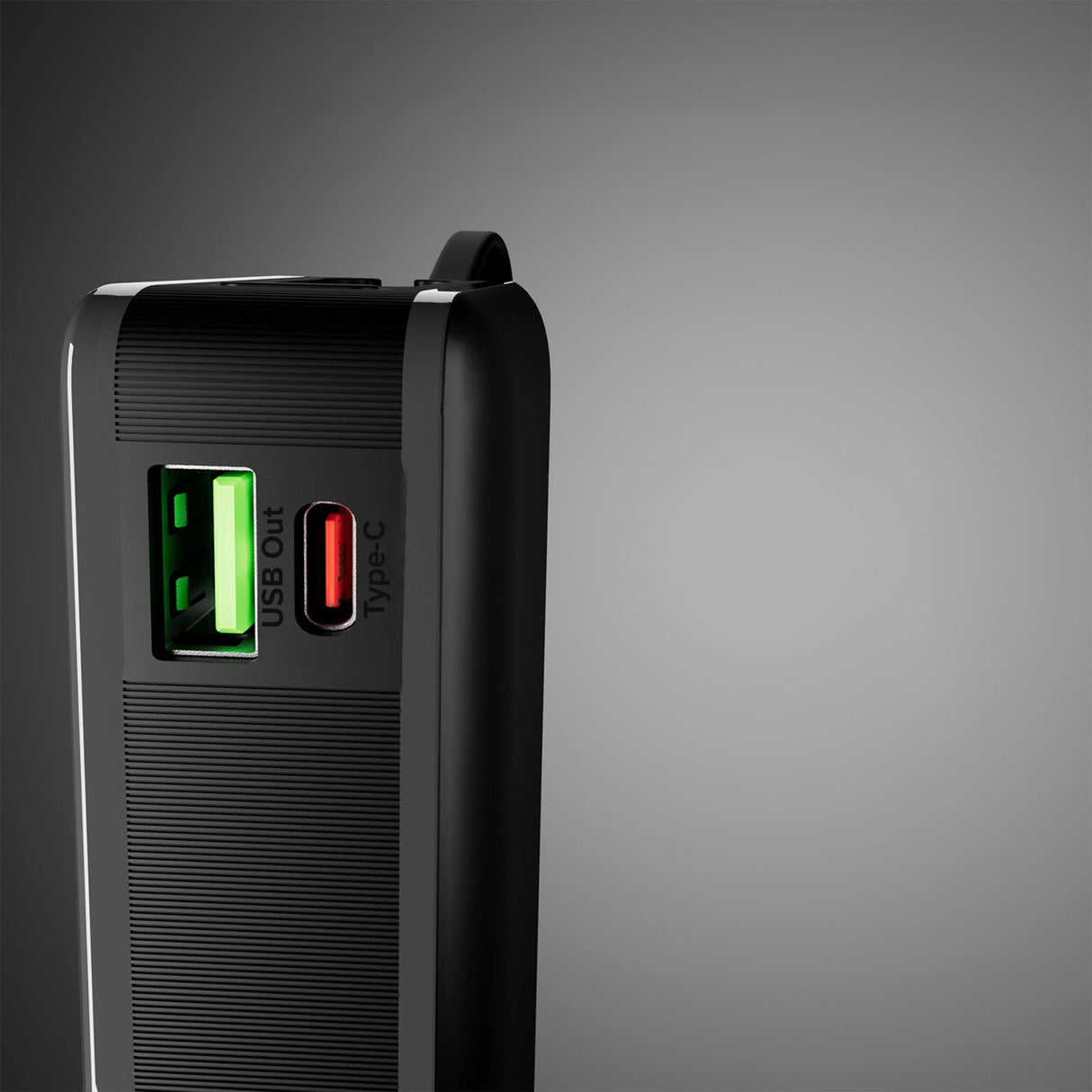 Powerbank SBS 20000 mAh 20W med indbygget USB-C-kabel og digital skærm - sort