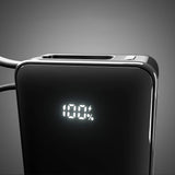 Powerbank SBS 10000 mAh 20W med indbygget USB-C-kabel og digital skærm - sort