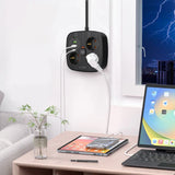 Tech-Protect PCS3X4 strømstrimmel, 3 stikkontakter, 2xUSB-A, 2xUSB-C 200 cm - sort