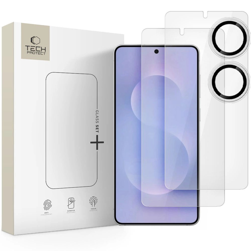 Tærmet glas Tech-Protect Glass Set+ 3-pakke til Samsung Galaxy S25 Edge - gennemsigtigt