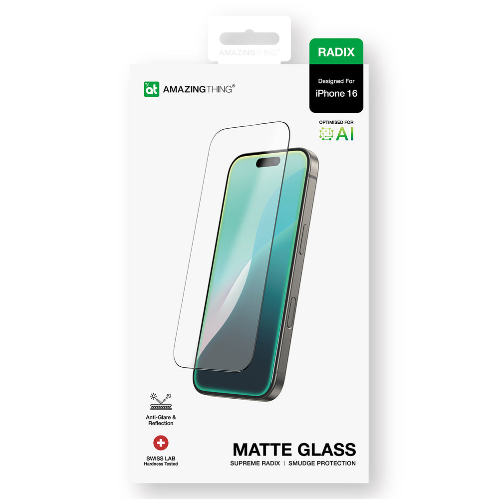 AmazingThing Radix Matte Glass hærdet glas til iPhone 16