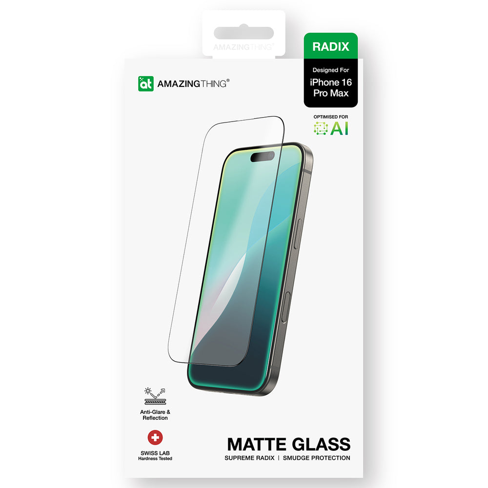 AmazingThing Radix Matte Glass hærdet glas til iPhone 16 Pro Max