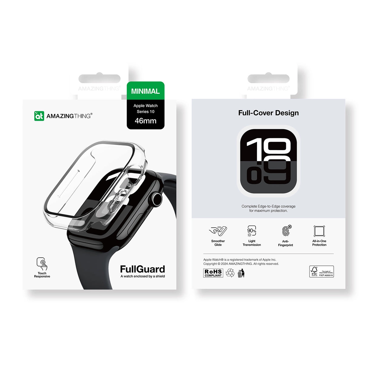 AMAZINGthing IW46RXCL Smart bærbart (wearable) tilbehør Cover Transparent Polykarbonat (PC), Hærdet glas